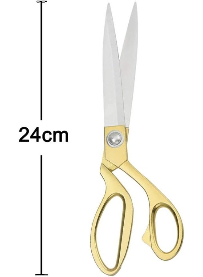 Sharp Tailor Scissors 24 cm – Professional Heavy Duty Stainless Steel Fabric and Leather Shears for Dressmaking, Sewing, Crafting, Household, and Kitchen, Ergonomic and Durable - Gold - Image 3